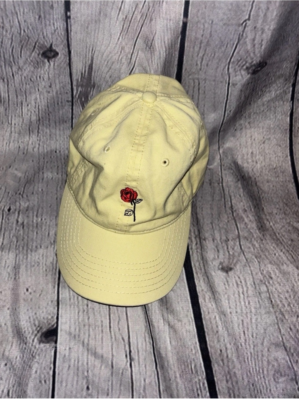 Disney Beauty And The Beast Belle Slideback Hat Yellow Embellishment Rose